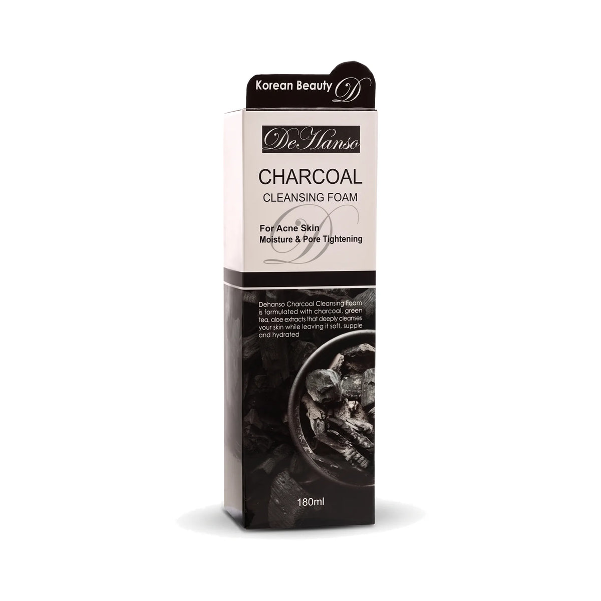 DeHanso Charcoal Cleansing Foam 180ml – Oily Skin & Pores – product on a white background