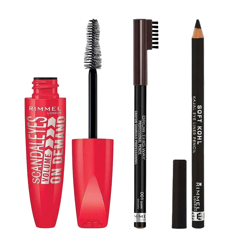 Rimmel London Volume On Demand Mascara + Kohl + Brow Pencil Kit