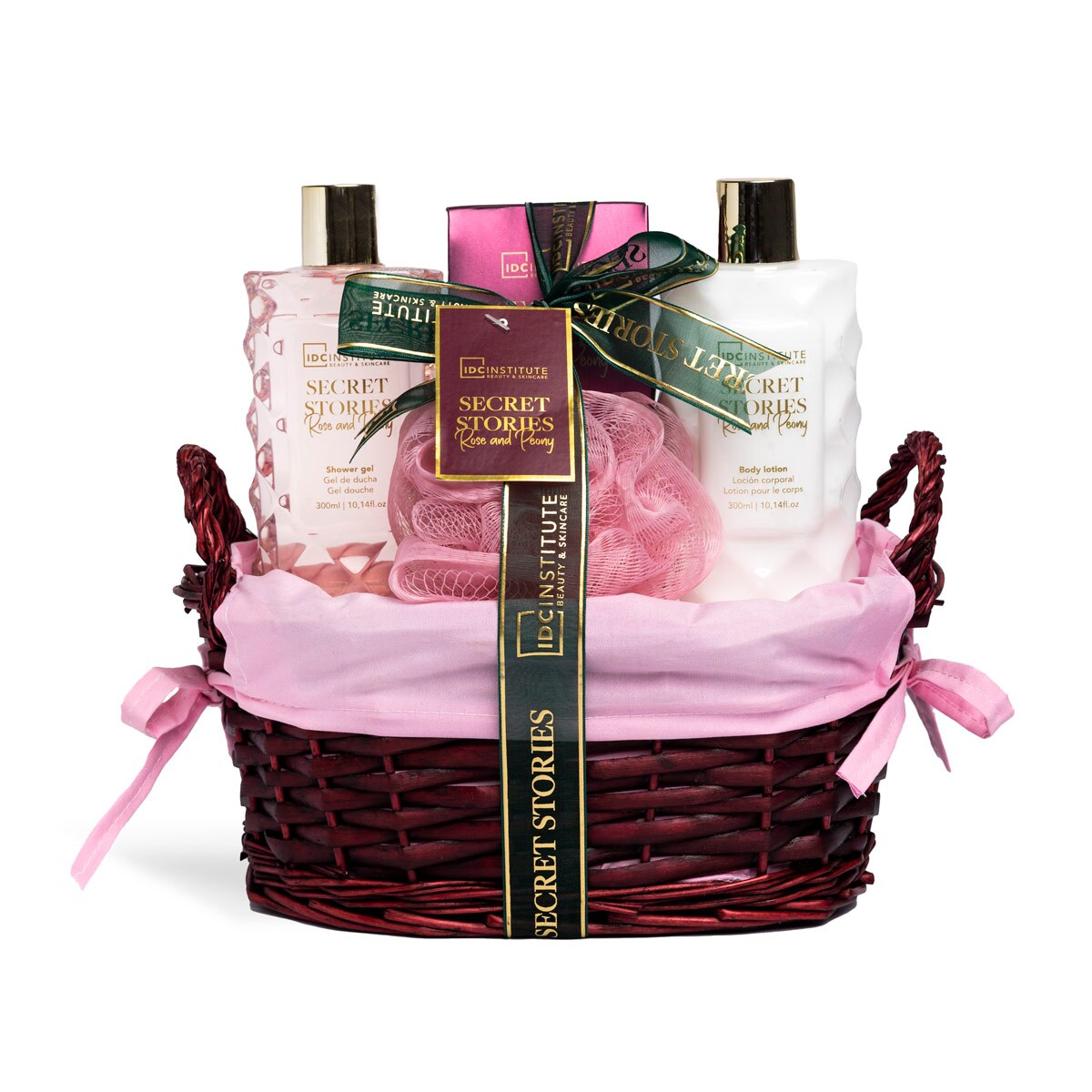 IDC Institute Shower Gel 300ml ,  Body Lotion 300ml , Bath Salts 150g , Bath Puff
