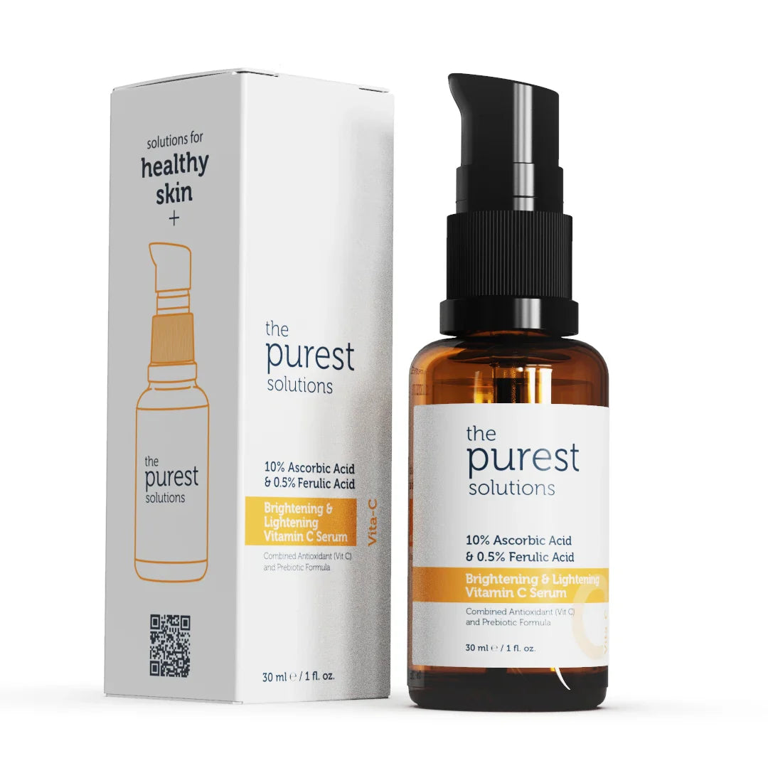 The Purest Solutions 10% سيروم فيتامين سي المفتح والملطف بحمض الأسكوربيك و0.5 حمض الفيروليك 30 مل