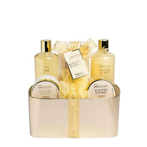 IDC Institute Shower Gel 300ml, Bubble Bath 300ml, Bath Salts 200g, Hand Cream 110ml , Body Scrub 110ml, Bath Puff