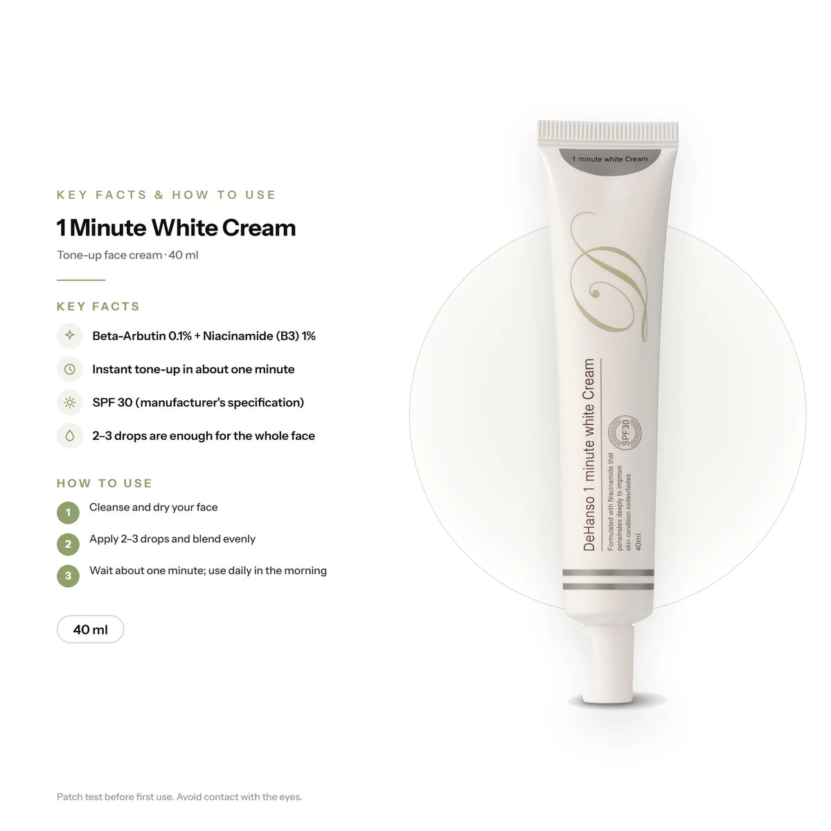 DeHanso 1 Minute White Cream 40ml – key facts and how to use (English)