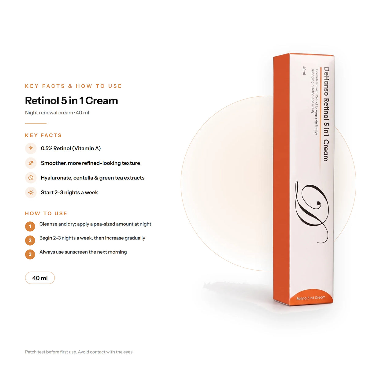DeHanso Retinol 5 in 1 Cream 40ml – key facts and how to use (English)