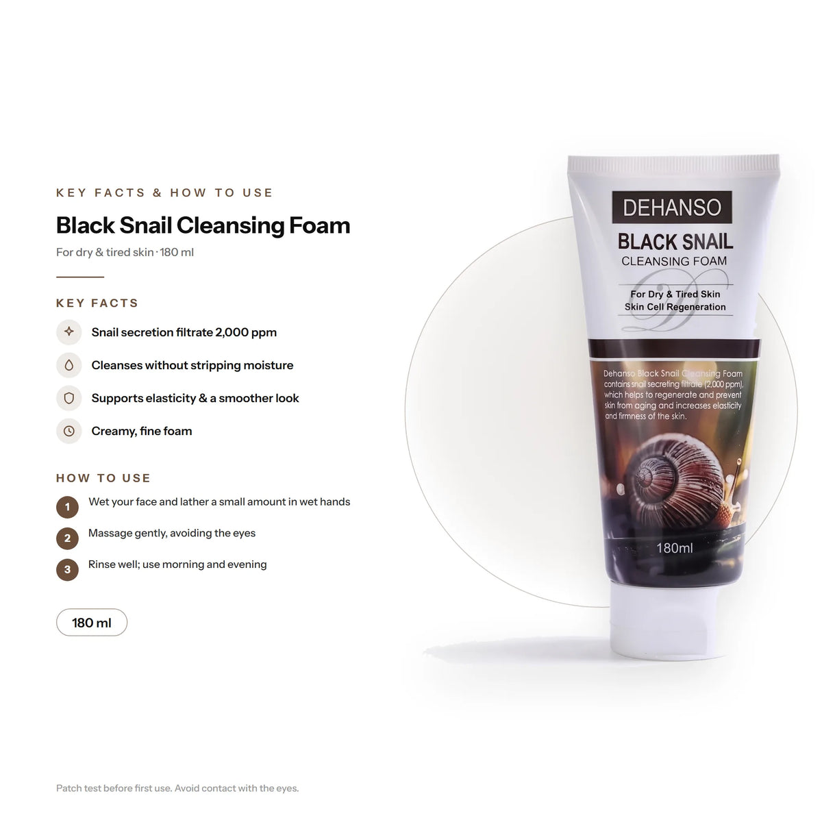 DeHanso Black Snail Cleansing Foam 180ml – Dry & Tired Skin – key facts and how to use (English)