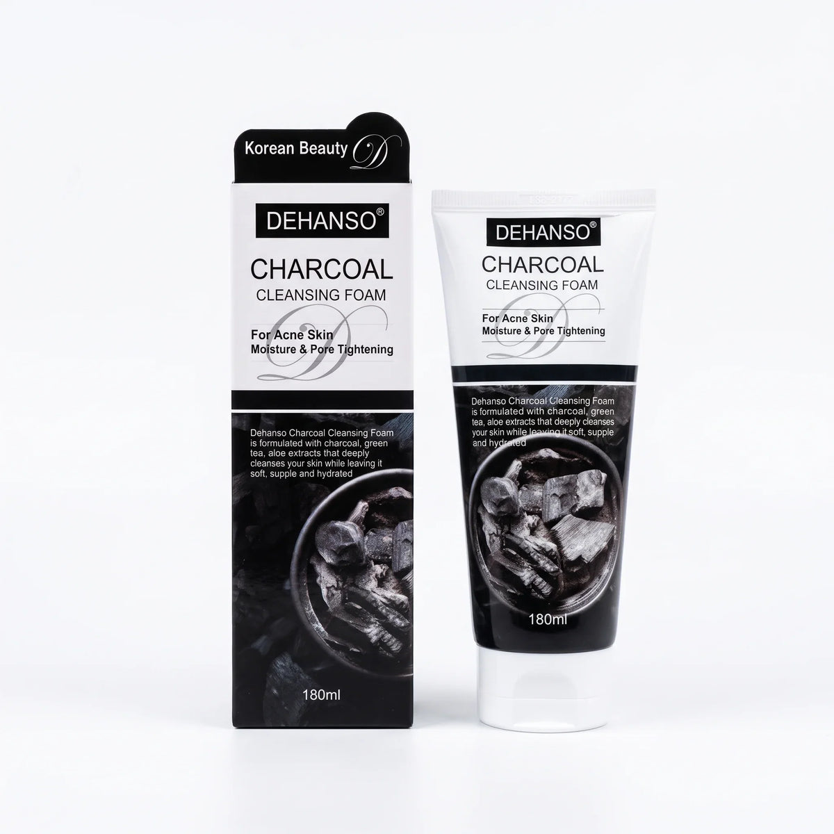 DeHanso Charcoal Cleansing Foam 180ml tube beside its box