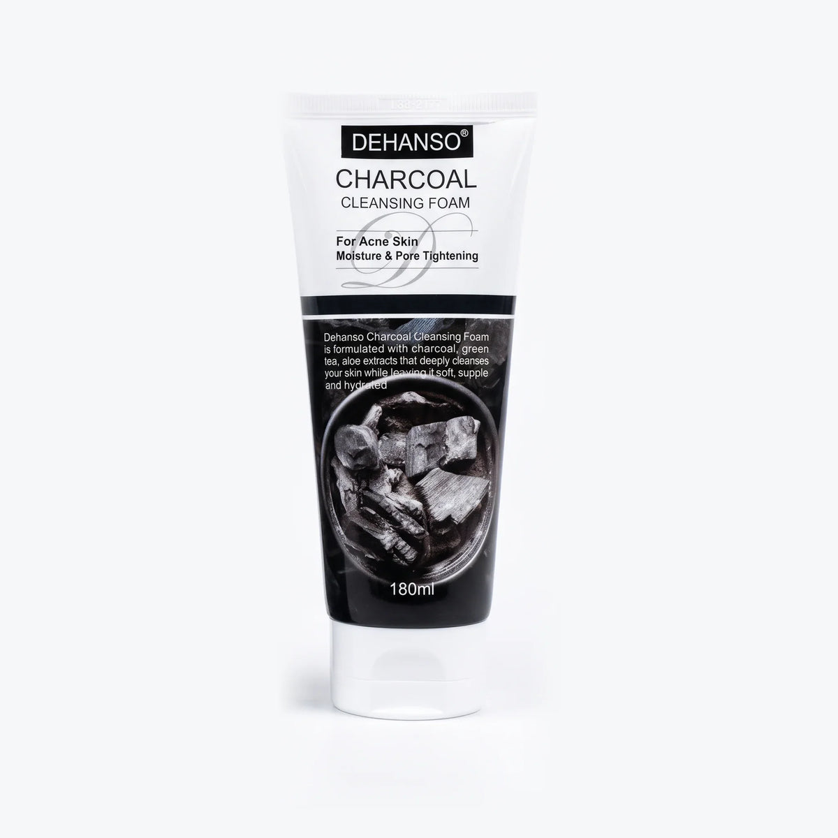 DeHanso Charcoal Cleansing Foam 180ml tube standing upright on a white background