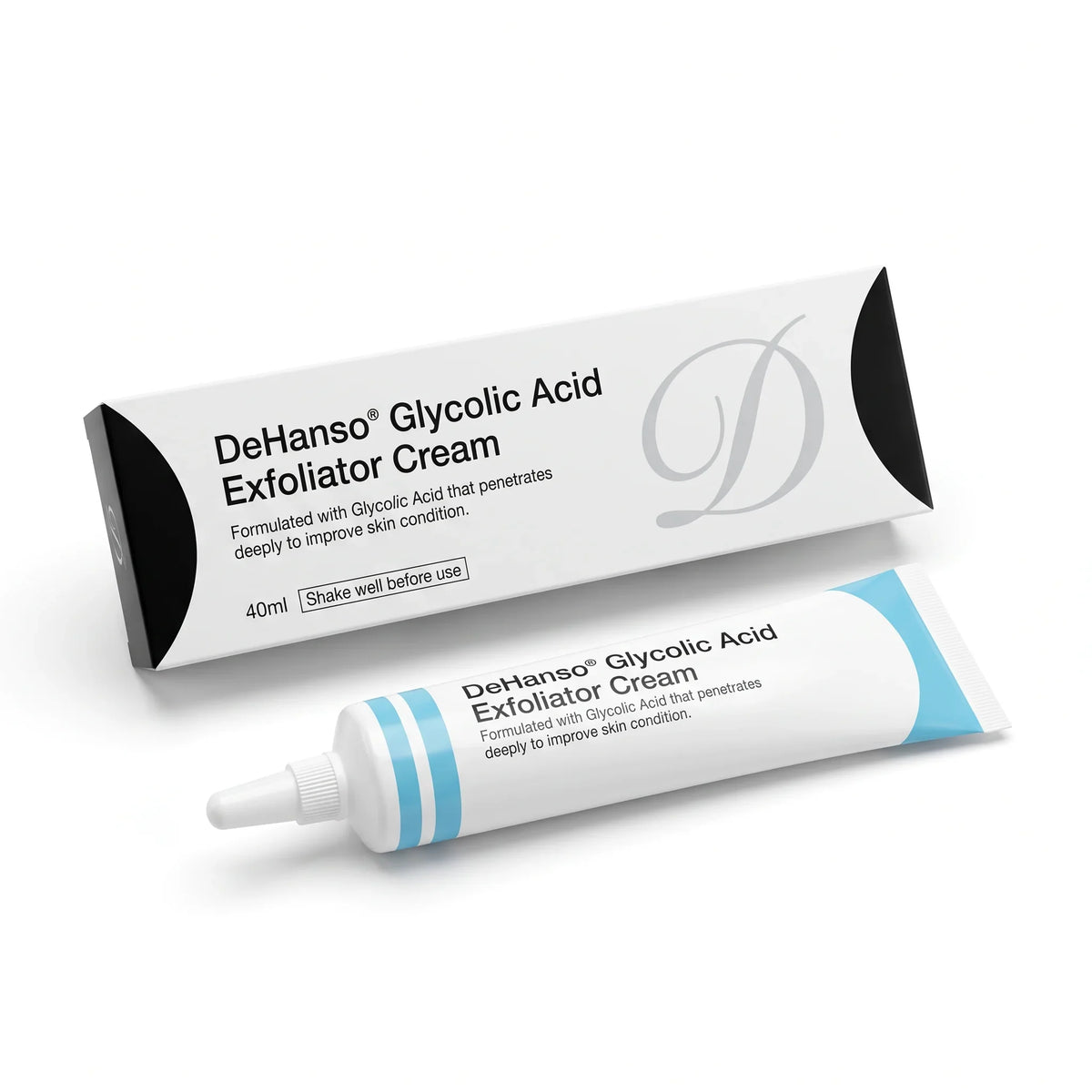 DeHanso Glycolic Acid Exfoliator Cream 40ml tube beside its box