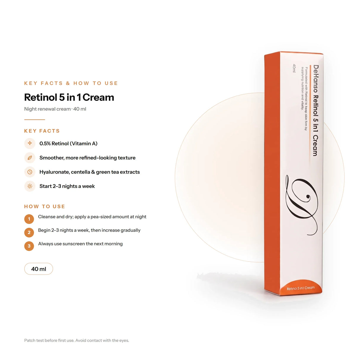 DeHanso Retinol 5 in 1 Cream 40ml – key facts and how to use (English)