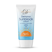 DeHanso Sunblock Cream SPF 50 PA++ for dry skin, tube upright on a white background
