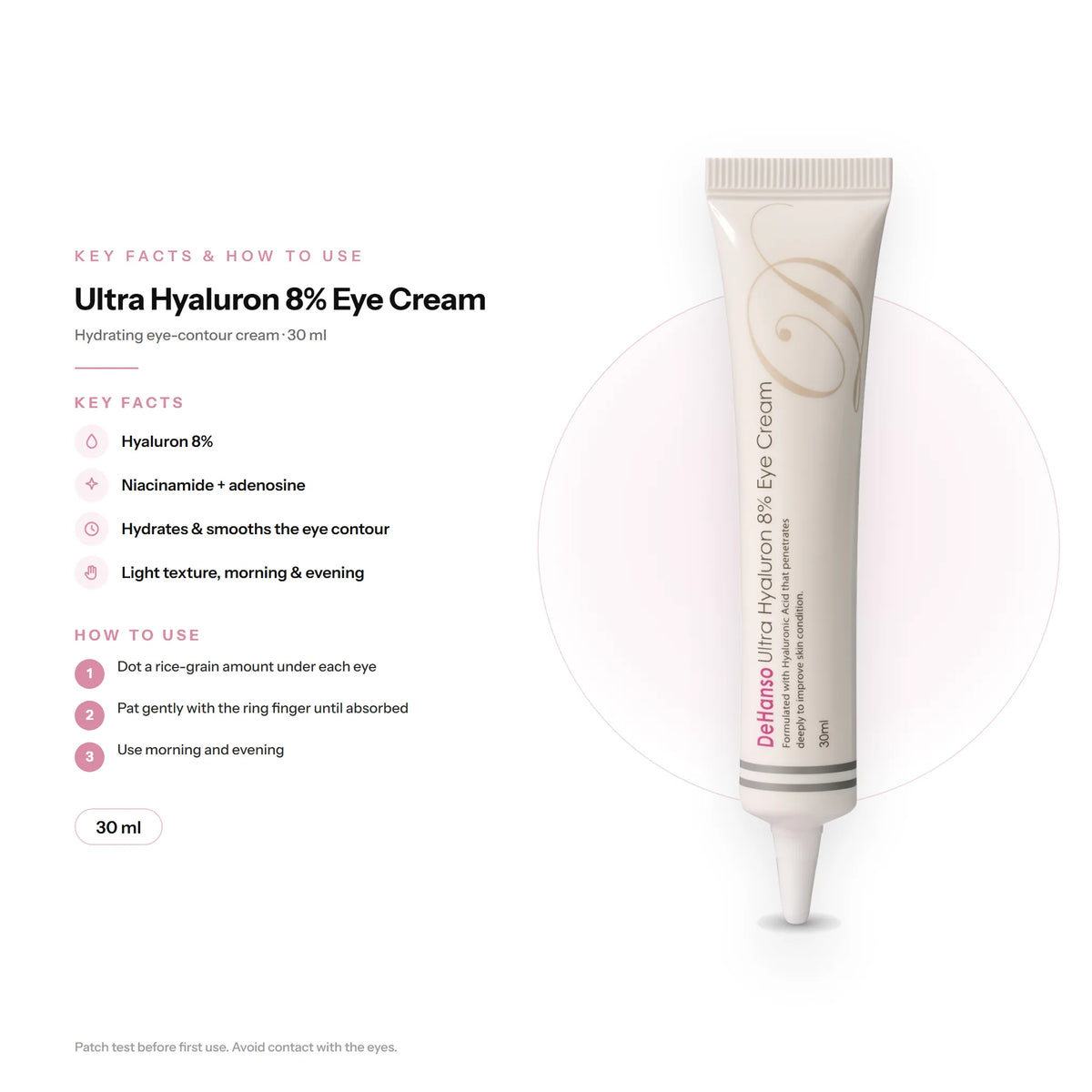 DeHanso Ultra Hyaluron 8% Eye Cream 30ml – key facts and how to use (English)