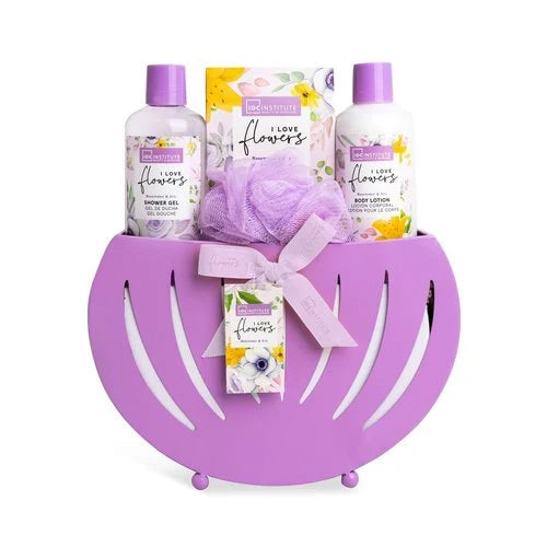 IDC Institute Shower Gel 250ml, Body Lotion 250ml, Bath Salts 100g, Bath Puff