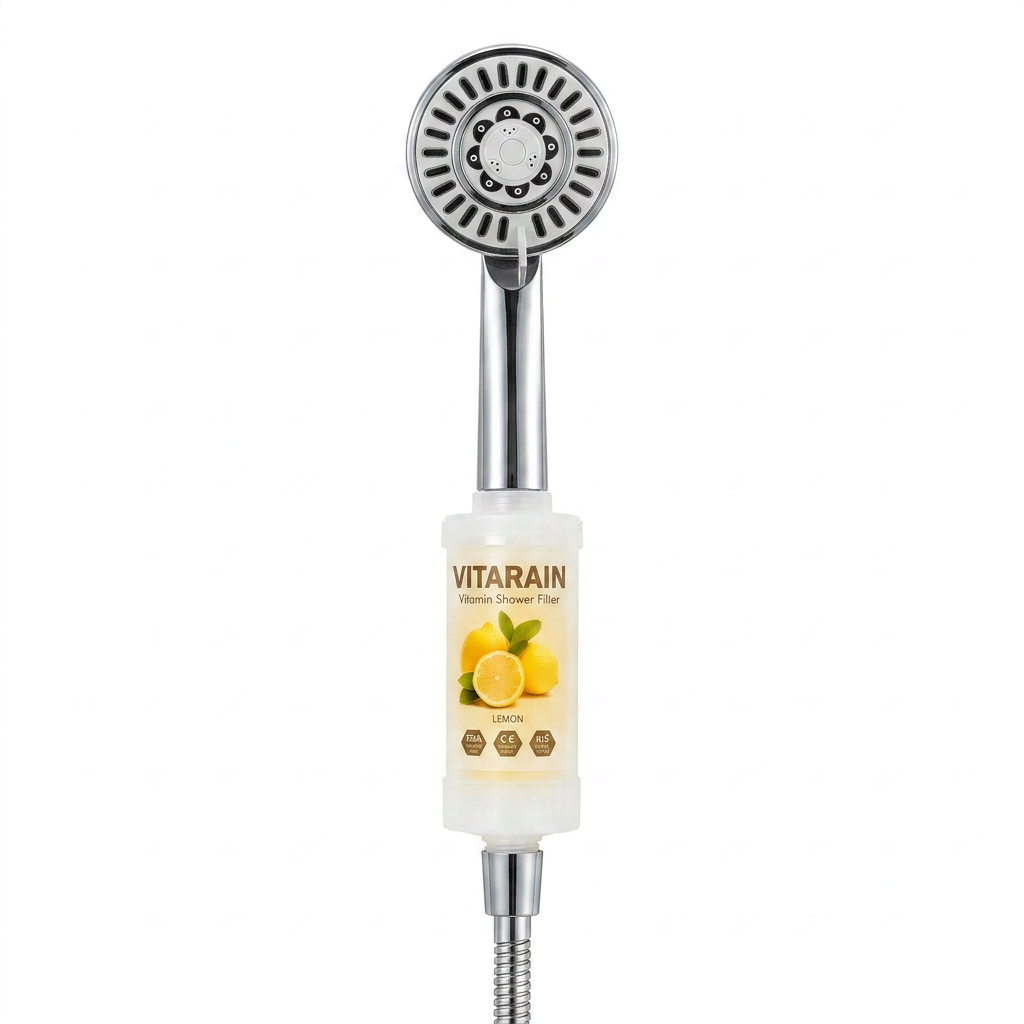 فلتر الشور الكوري بفيتامين C من فيتارين برائحة الليمون لتقليل الكلور وتحسين ماء الشور, VITARAIN Korean Vitamin C Shower Filter in Lemon scent for reducing chlorine and improving shower water