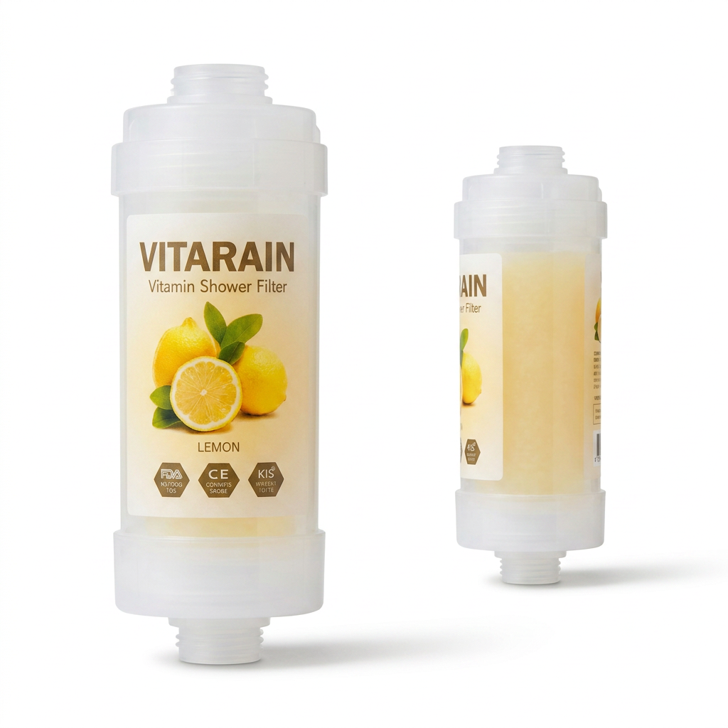 فلتر الشور الكوري بفيتامين C من فيتارين برائحة الليمون لتقليل الكلور وتحسين ماء الشور, VITARAIN Korean Vitamin C Shower Filter in Lemon scent for reducing chlorine and improving shower water