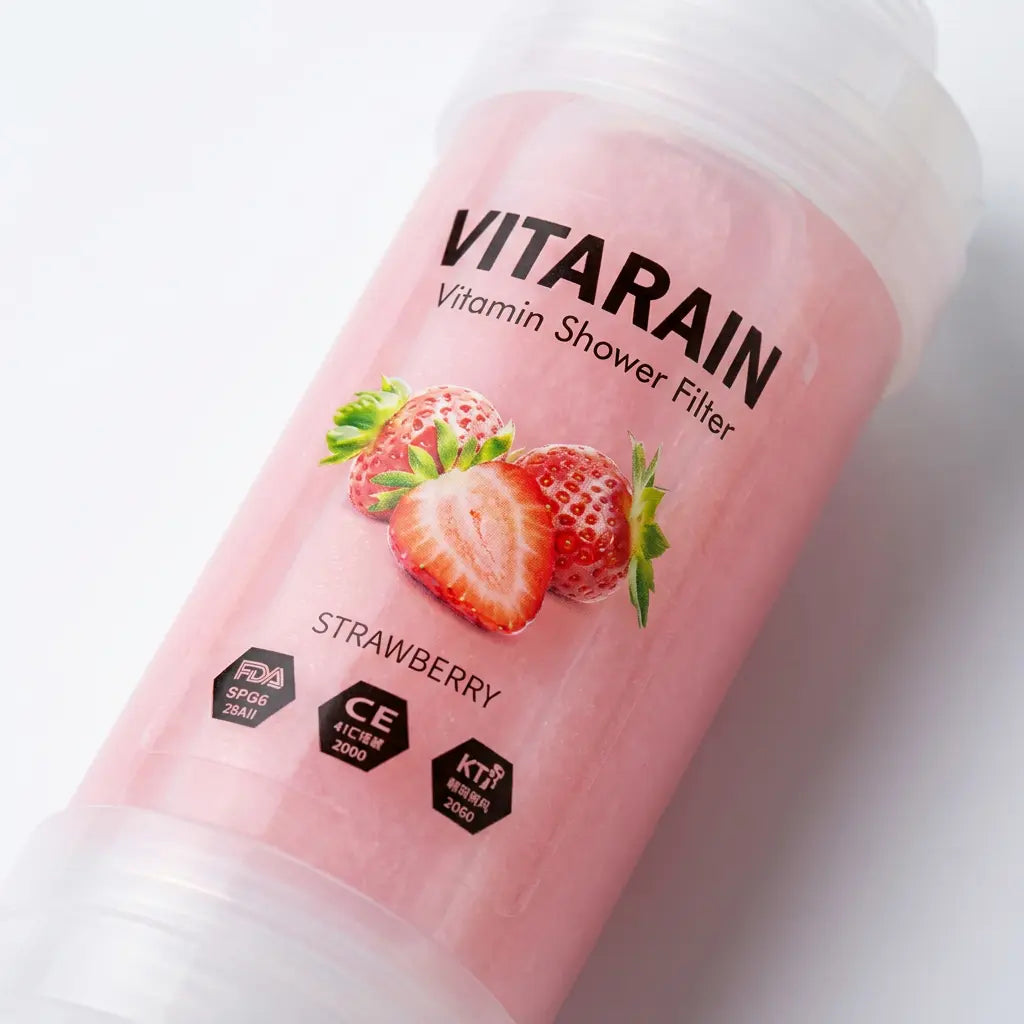 فلتر الشور الكوري بفيتامين C من فيتارين برائحة الفراولة لتقليل الكلور وتحسين ماء الشور, VITARAIN Korean Vitamin C Shower Filter in Strawberry scent for reducing chlorine and improving shower water