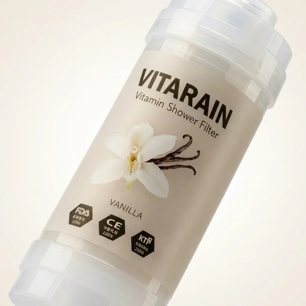 فلتر الشاور الكوري بفيتامين C من VITARAIN برائحة الفانيلا لتقليل الكلور وتحسين ماء الاستحمام, VITARAIN Korean Vitamin C Shower Filter in Vanilla scent for reducing chlorine and improving shower water