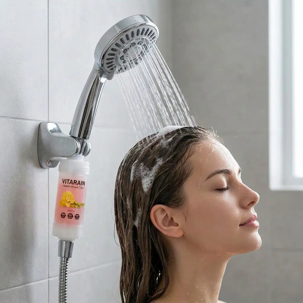 فلتر الشور الكوري بفيتامين C من فيتارين برائحة الفريزيا لتقليل الكلور وتحسين ماء الشور, VITARAIN Korean Vitamin C Shower Filter in Freesia scent for reducing chlorine and improving shower water