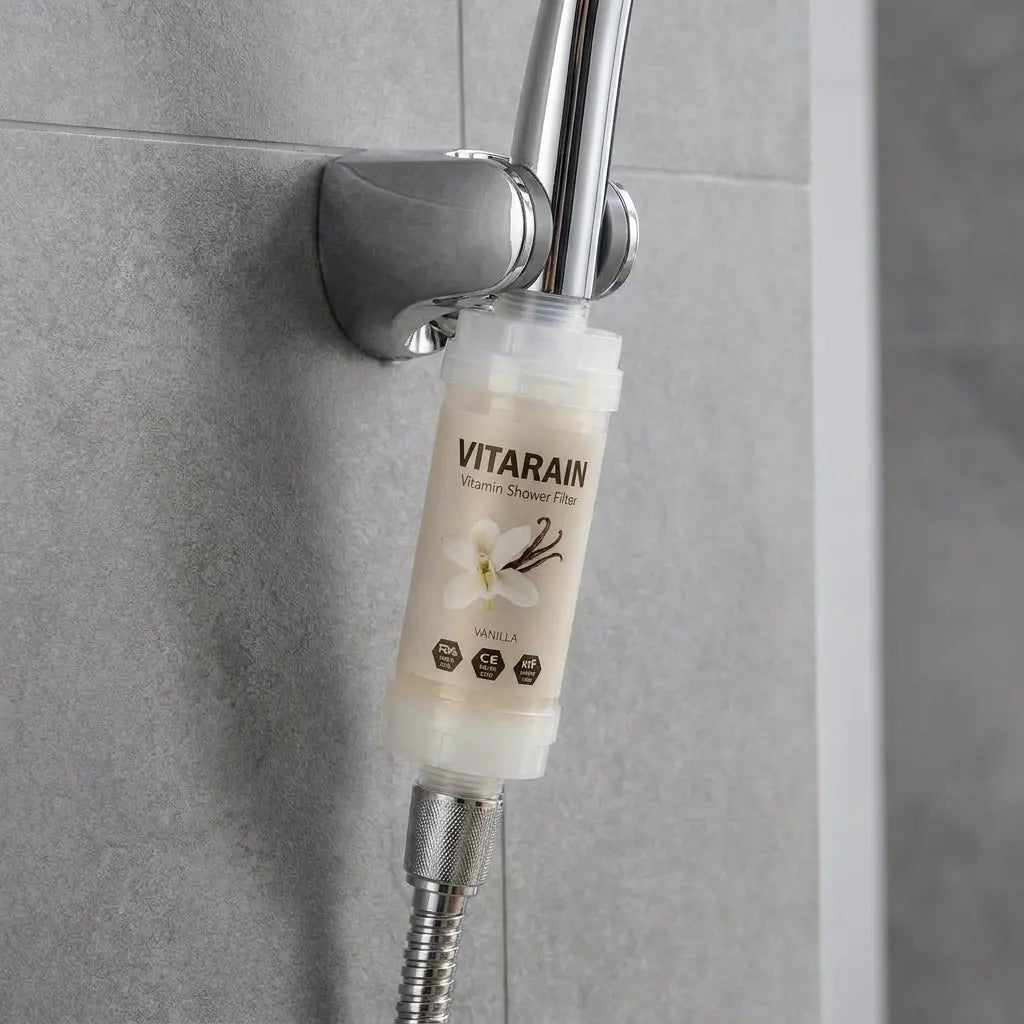 فلتر الشاور الكوري بفيتامين C من VITARAIN برائحة الفانيلا لتقليل الكلور وتحسين ماء الاستحمام, VITARAIN Korean Vitamin C Shower Filter in Vanilla scent for reducing chlorine and improving shower water