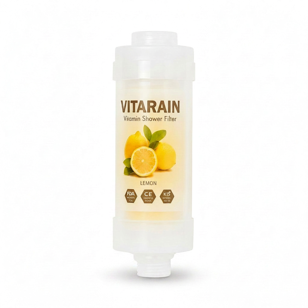 فلتر الشور الكوري بفيتامين C من فيتارين برائحة الليمون لتقليل الكلور وتحسين ماء الشور, VITARAIN Korean Vitamin C Shower Filter in Lemon scent for reducing chlorine and improving shower water