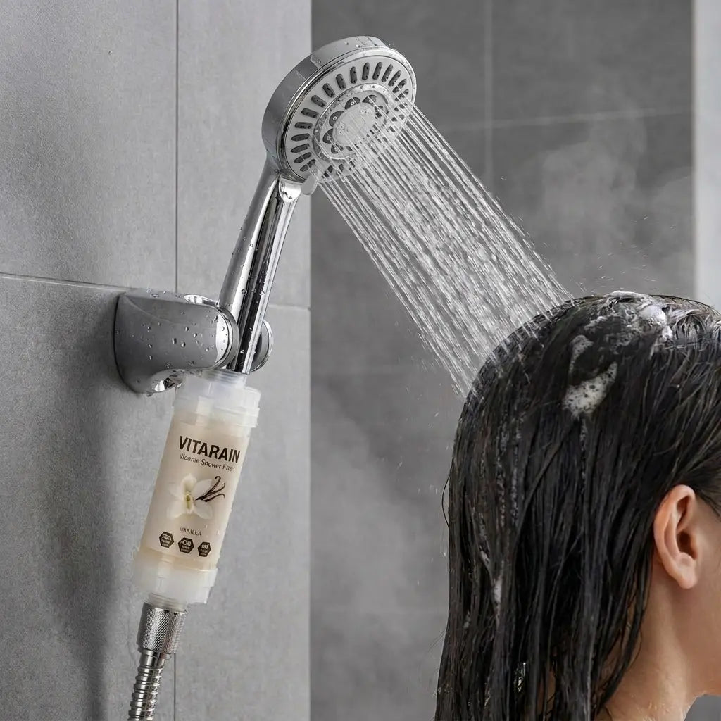 فلتر الشاور الكوري بفيتامين C من VITARAIN برائحة الفانيلا لتقليل الكلور وتحسين ماء الاستحمام, VITARAIN Korean Vitamin C Shower Filter in Vanilla scent for reducing chlorine and improving shower water